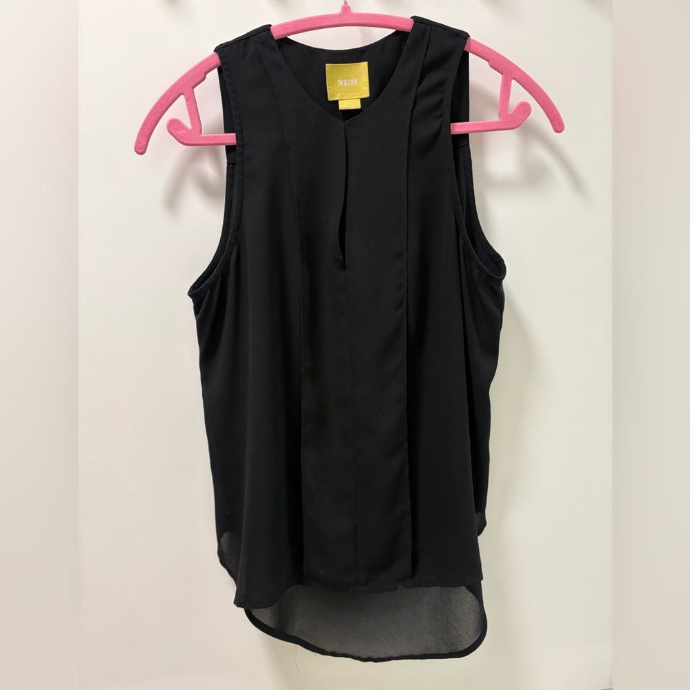 Anthropologie Maeve Black Sleeveless High-Low Blouse Size 2
